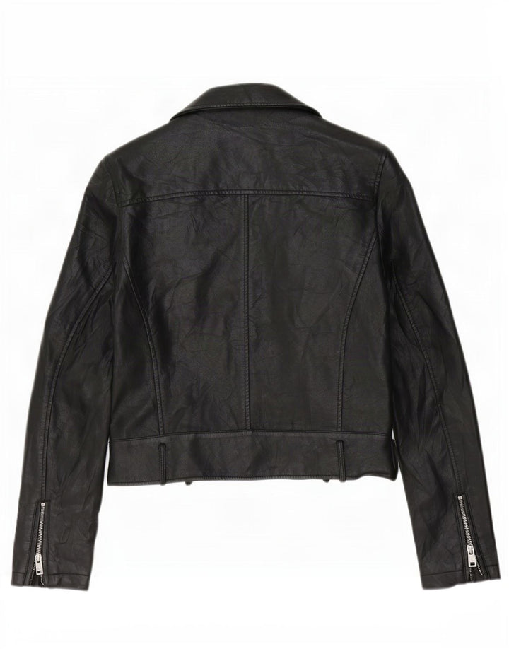 Γυναικείο Levi's Crop Faux Leather Biker Jacket UK 10 Small Black Polyurethane