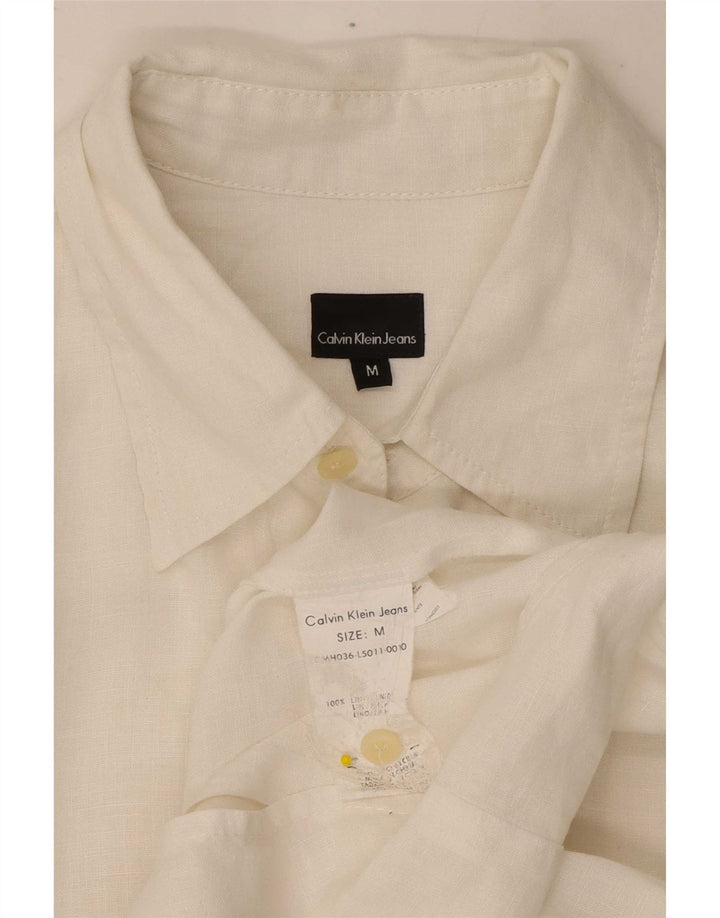 Ανδρικό πουκάμισο Calvin Klein Jeans Μεσαίο λευκό λινό
