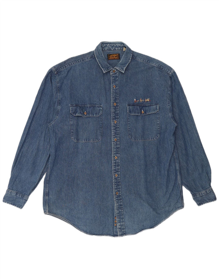 Ανδρικό τζιν πουκάμισο EDDIE BAUER 2XL Μπλε βαμβακερό