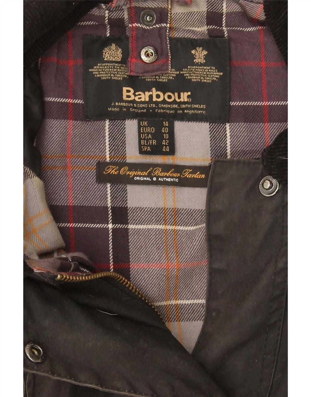 Γυναικείο κερωμένο βαμβακερό μπουφάν Barbour UK 14 Large Grey