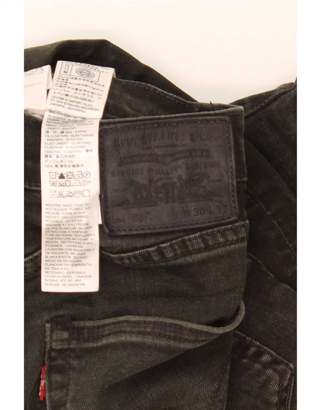 Levi's Mens 502 Straight Jeans W30 L32 Μαύρο βαμβακερό