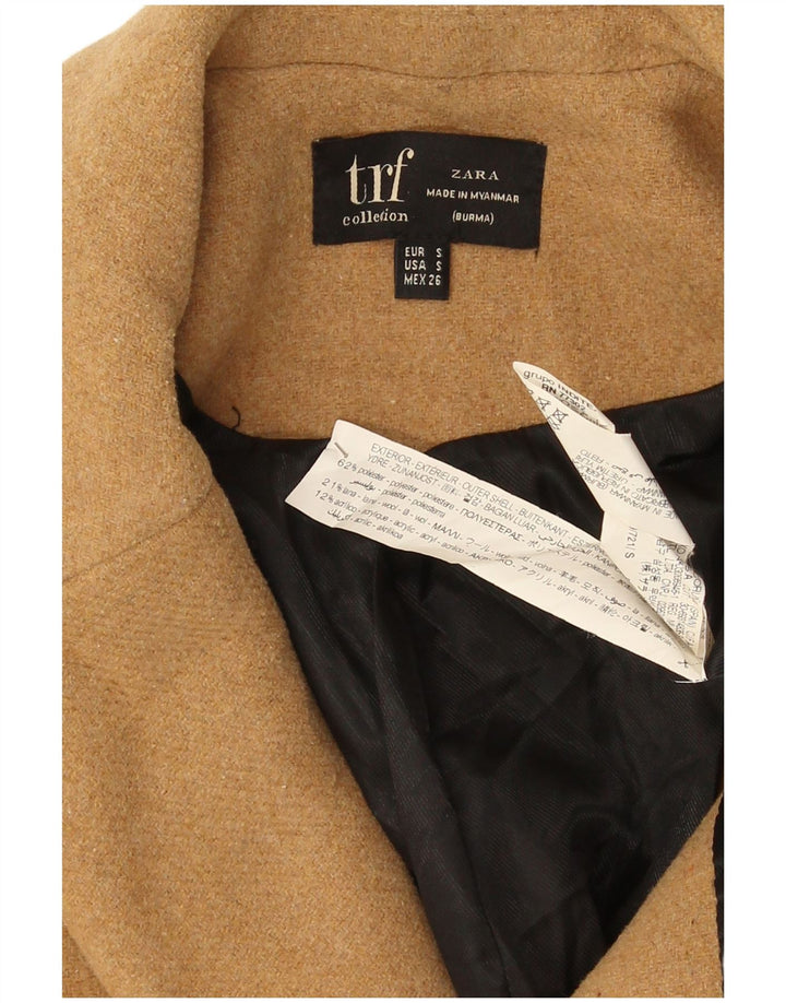 Zara Γυναικείο Παλτό με διπλό στήθος UK 10 Small Beige Polyester