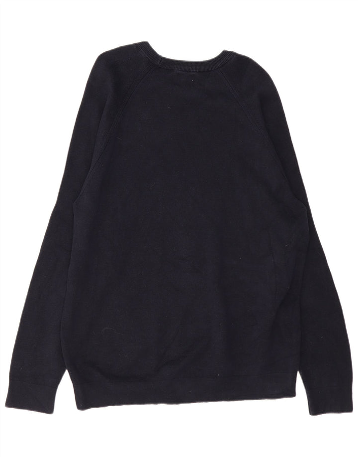 Ανδρικό πουλόβερ ZARA Boat Neck Jumper XL Navy Blue Cotton