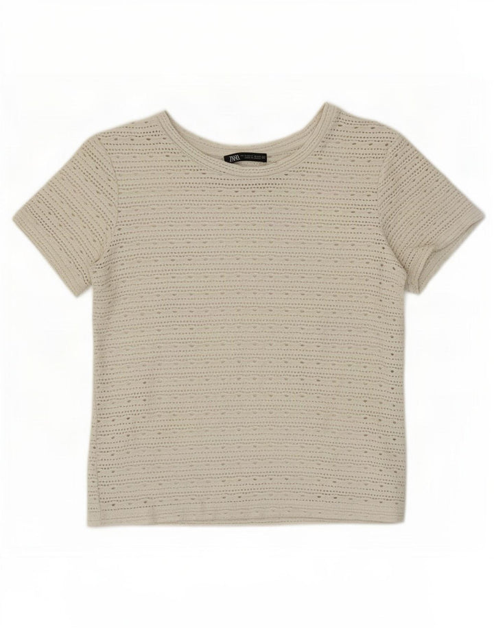 Zara Γυναικείο T-Shirt Crop Top UK 10 Small Grey Polyester