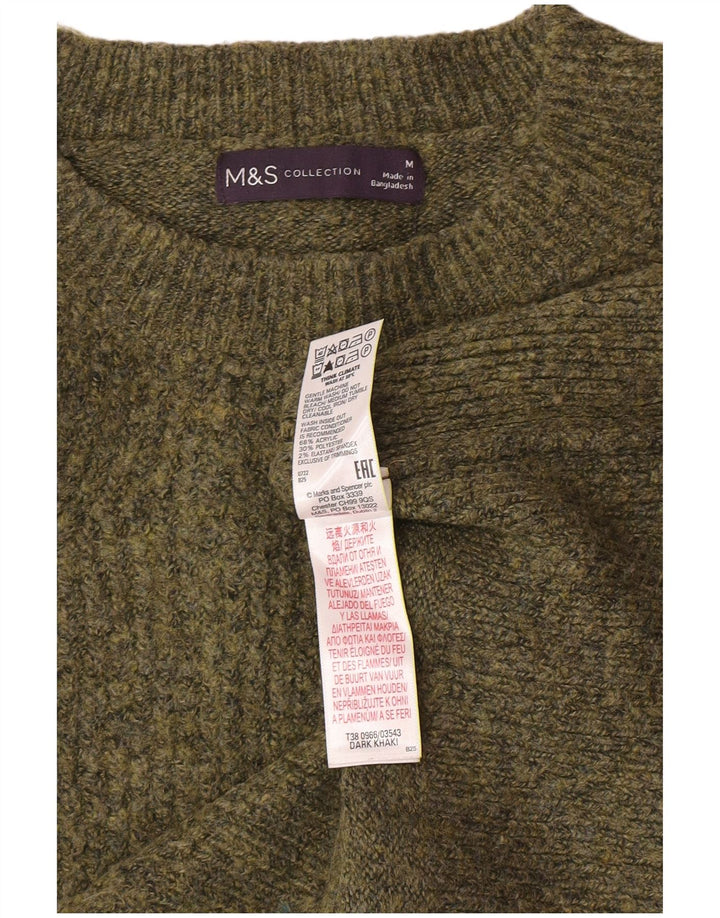 Marks & Spencer Γυναικείο πουλόβερ με λαιμόκοψη UK 14 Medium Khaki Flecked