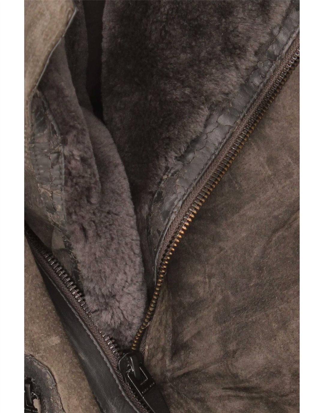 Zara Mens Suede Biker Jacket UK 40 Large Khaki