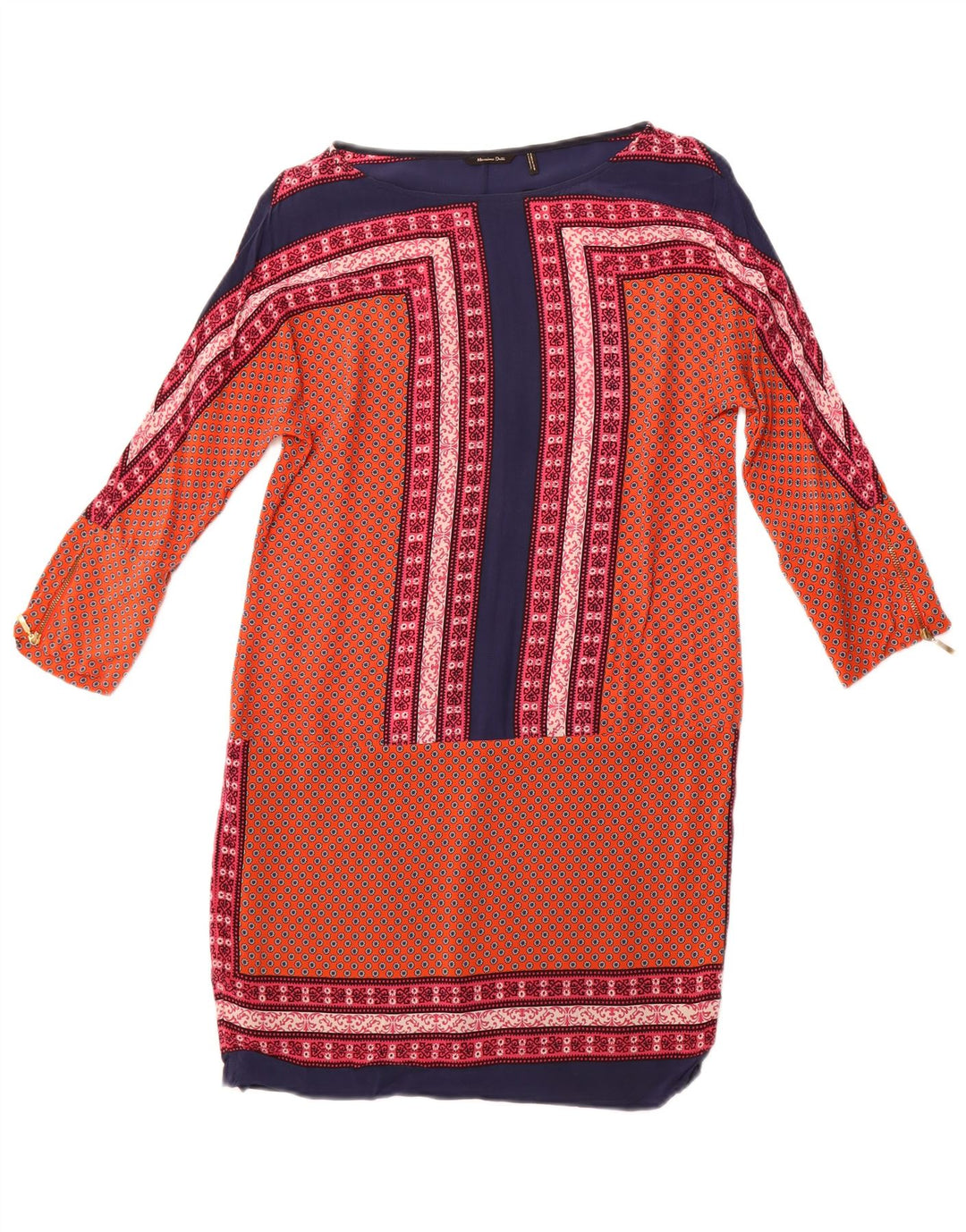 MASSIMO DUTTI Γυναικείο φόρεμα 3/4 Sleeve Shift UK 12 Medium Orange Floral