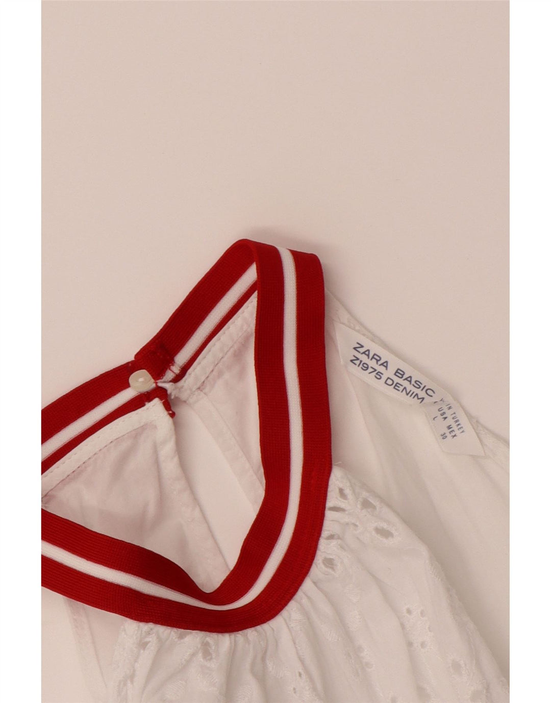 ZARA Womens Halter Top UK 14 Large White Cotton Vintage Zara and Second-Hand Zara from Messina Hembry 