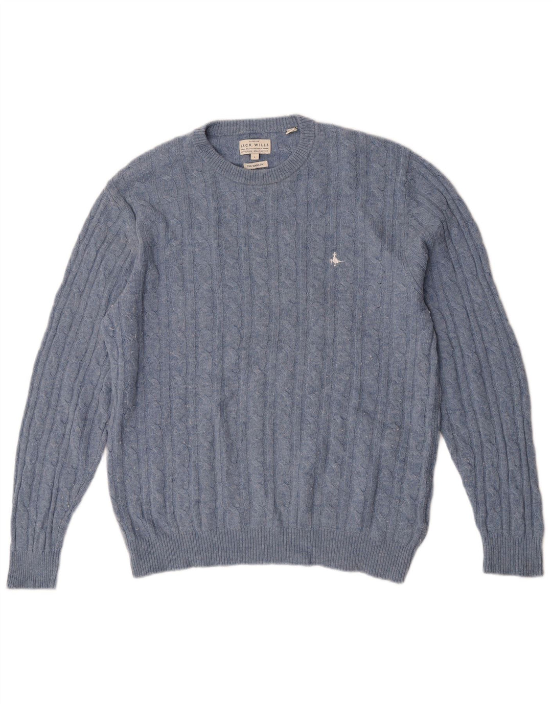Jack Wills Mens The Marlow Crew Neck Jumper πουλόβερ Large Blue Wool