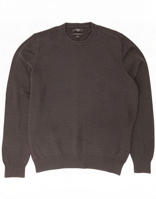 Marks & Spencer Mens Crew Jumper πουλόβερ με λαιμόκοψη μεγάλο γκρι βαμβακερό