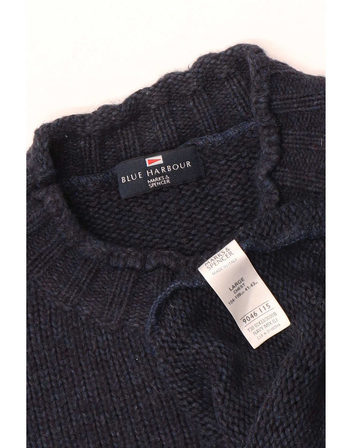 Ανδρικό πουλόβερ Marks & Spencer Blue Harbour Turtle Neck Jumper Large Navy
