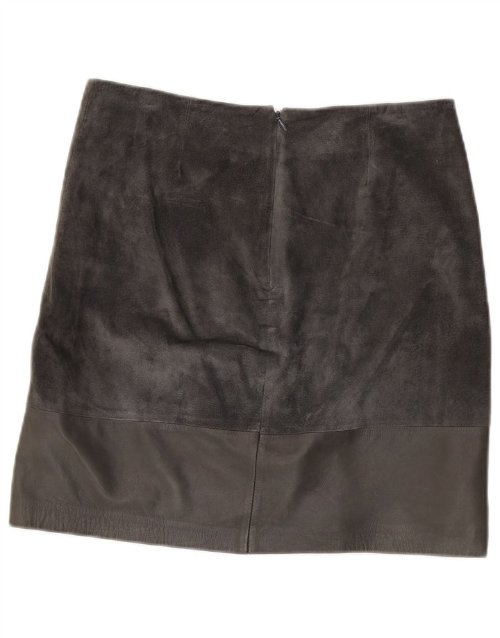 HALLHUBER Γυναικεία Suede Φούστα EU 38 Medium W32 Γκρι Δερμάτινο