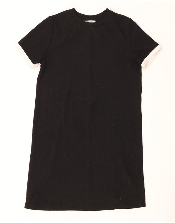 Zara Γυναικείο T-Shirt Trafaluc φόρεμα UK 10 Small Black Colourblock