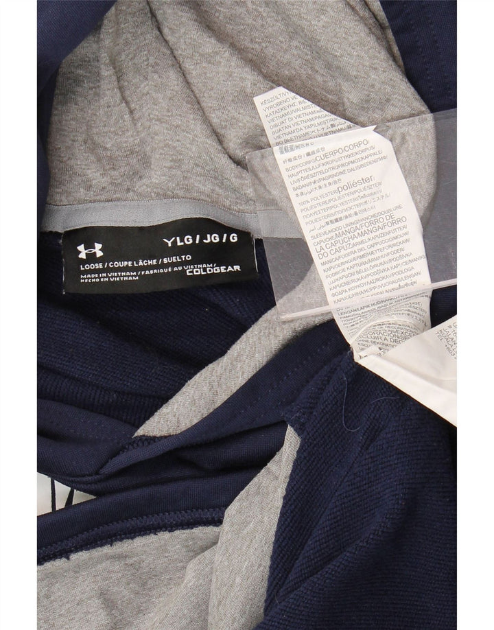 Under Armour Boys Graphic Hoodie Jumper 11-12 Years Large Navy Blue