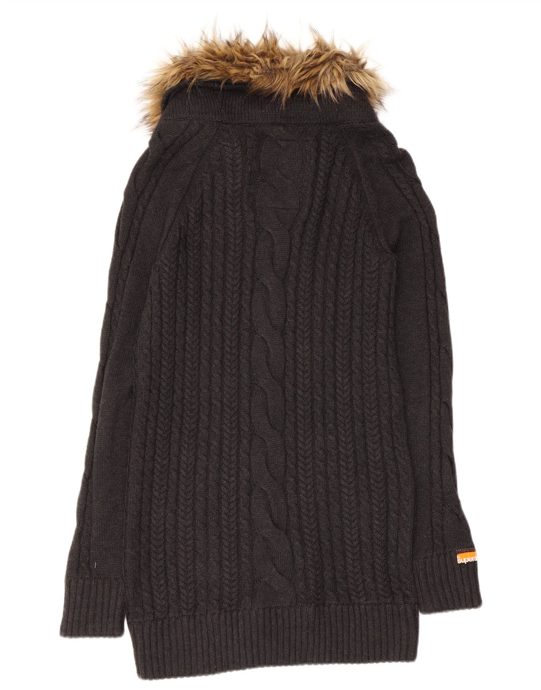 SUPERDRY Γυναικείο πουλόβερ με παραγάδι με λαιμό χελώνα UK 12 μεσαίο γκρι