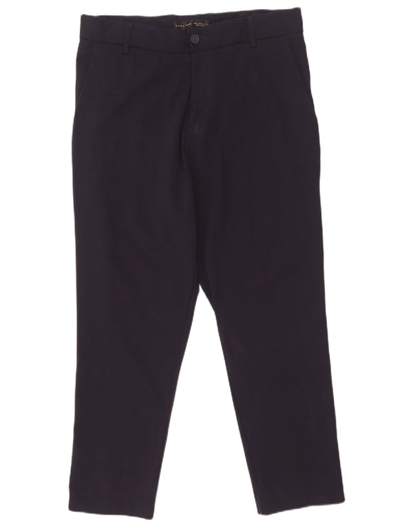 Zara Ανδρικό παντελόνι Chino Crop Large W32 L26 Navy Blue ριγέ νάιλον