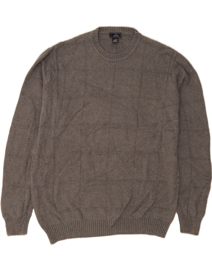 DOCKERS Mens Crew Neck Jumper Sweater XL Grey Check Cotton Vintage Dockers and Second-Hand Dockers from Messina Hembry 