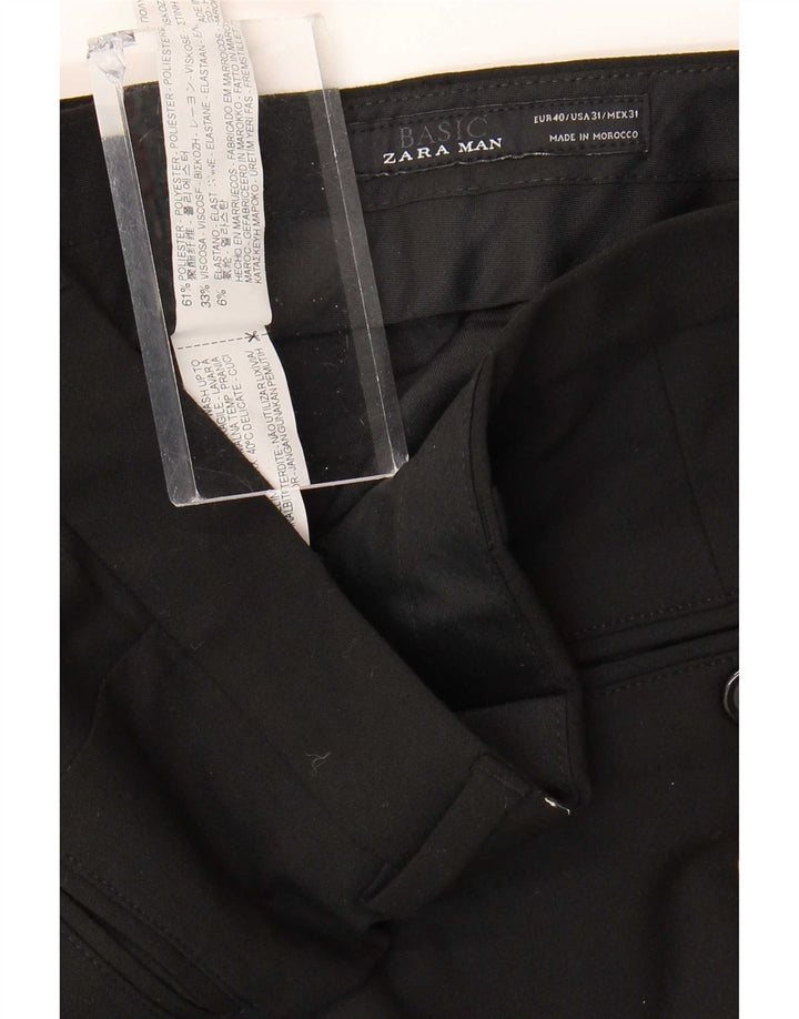 Zara Ανδρικό ίσιο παντελόνι EU 40 Medium W31 L30 Μαύρο Πολυεστέρας