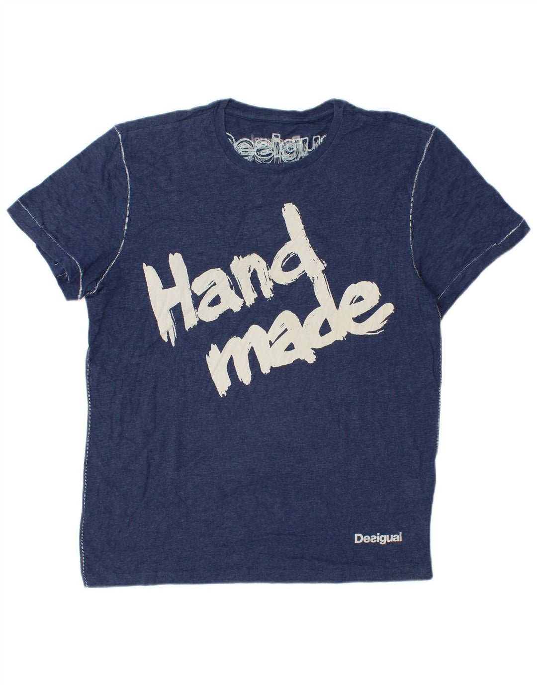 Ανδρικό γραφικό μπλουζάκι Desigual Top Large Navy Blue από βαμβάκι