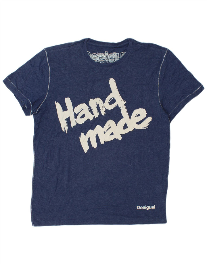 Ανδρικό γραφικό μπλουζάκι Desigual Top Large Navy Blue από βαμβάκι