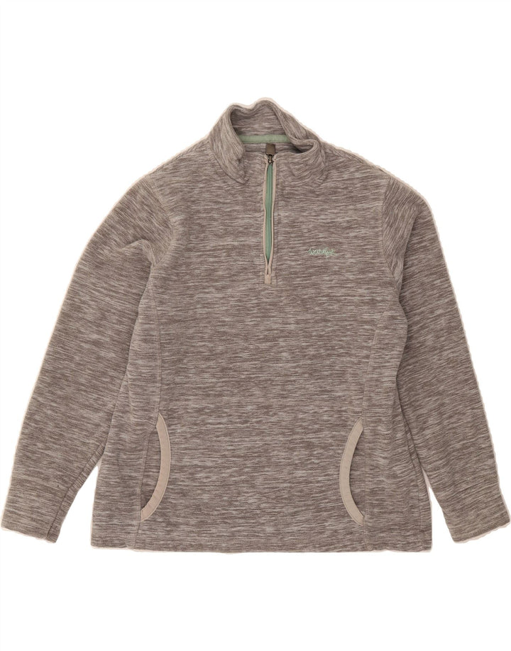 WEIRD FISH Womens Zip Neck Fleece Jumper UK 14 Medium  Grey Flecked Vintage Weird Fish and Second-Hand Weird Fish from Messina Hembry 