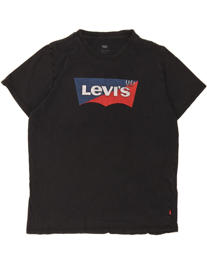 LEVI'S Mens Graphic T-Shirt Top XL Black Cotton Vintage Levi's and Second-Hand Levi's from Messina Hembry 