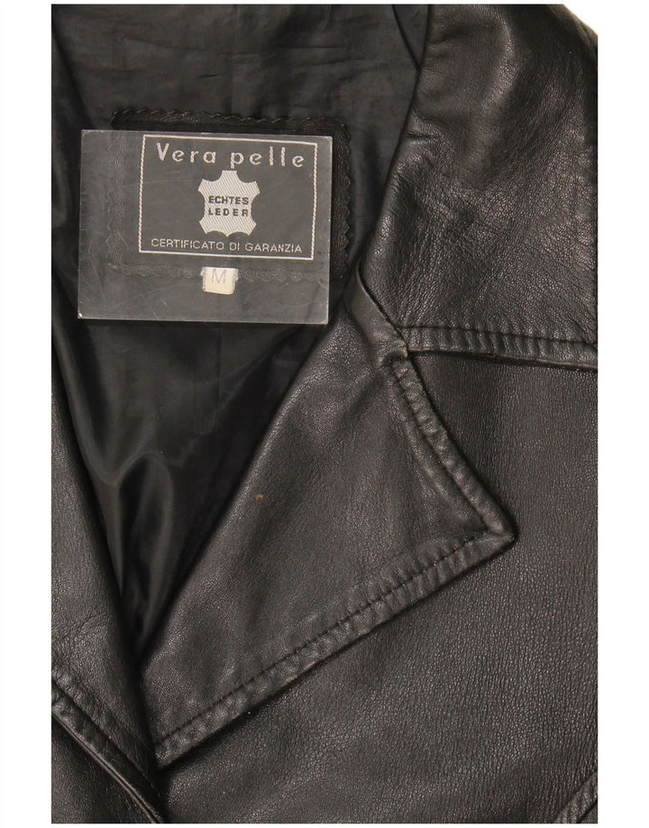 Vintage Γυναικείο Δερμάτινο Μπουφάν UK 14 Medium Black Leather
