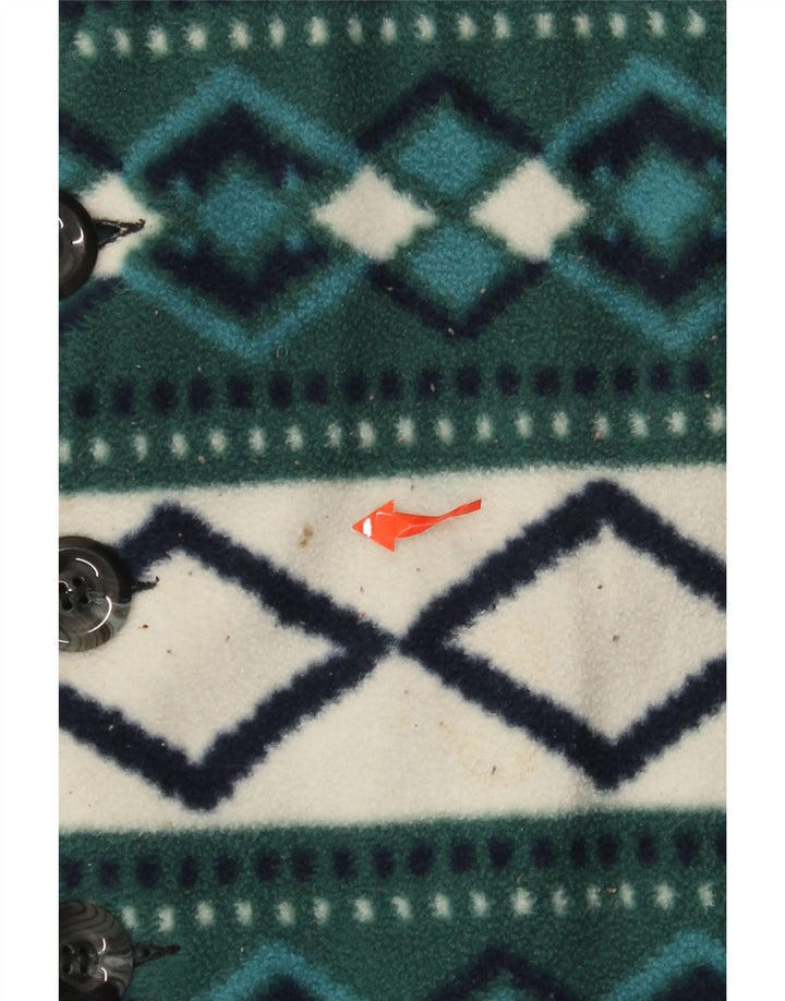 Vintage γυναικείο Fleece Gilet UK 14 Medium Green Argyle/Diamond Retro