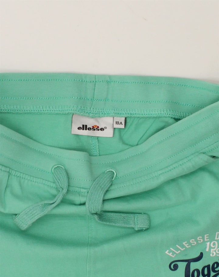 ELLESSE Boys Graphic Sport Shorts 9-10 Years Green Cotton | Vintage Ellesse | Thrift | Second-Hand Ellesse | Used Clothing | Messina Hembry 