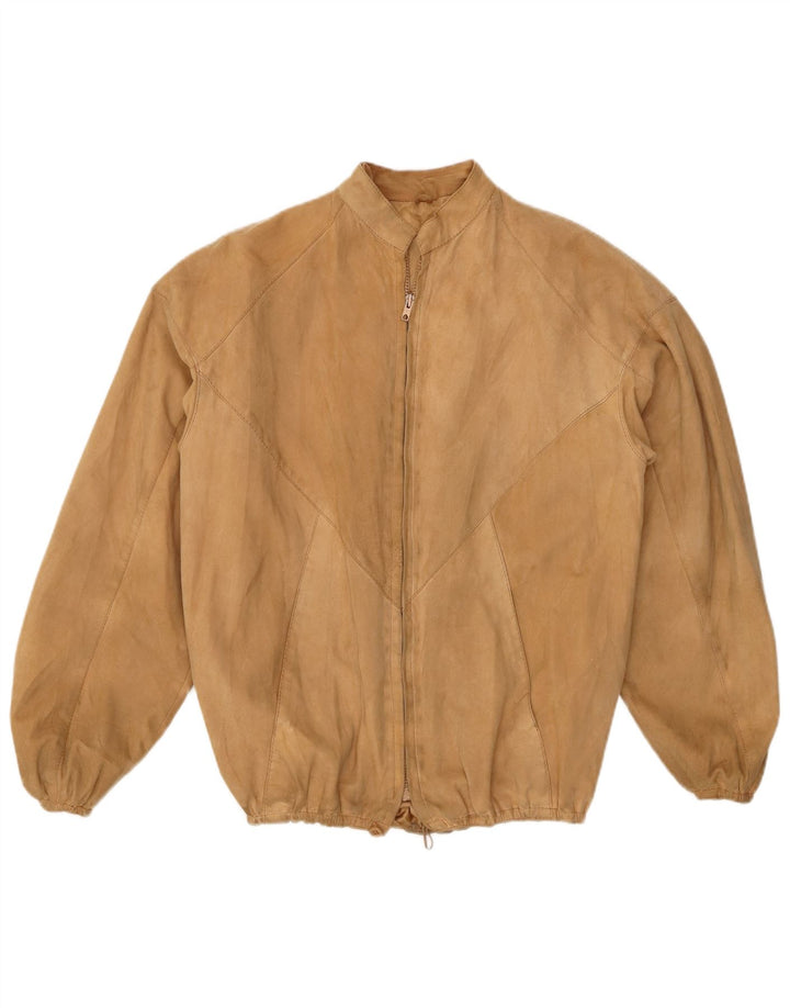 VINTAGE Ανδρικό Suede Bomber Jacket UK 38 Medium Beige