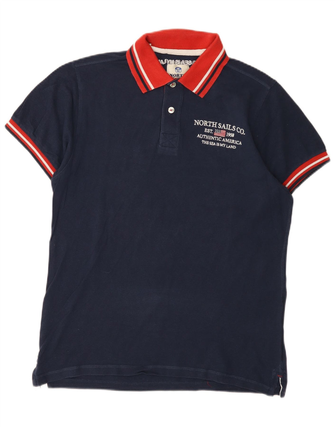 Ανδρικό πουκάμισο πόλο North Sails, μεγάλο μπλε ναυτικό, βαμβακερό