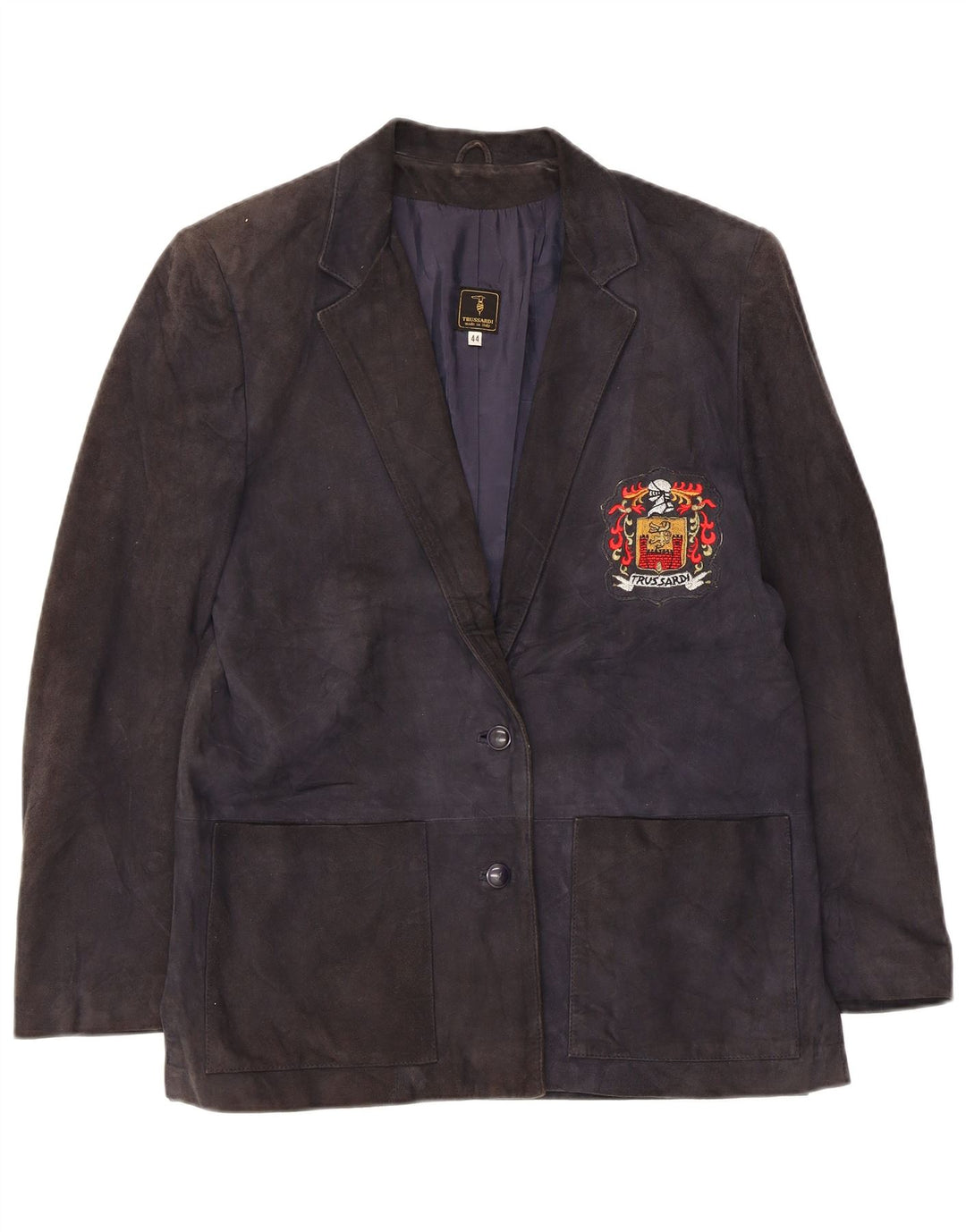 Trussardi Γυναικείο Σουέντ Μπλέιζερ με 2 Κουμπιά IT 44 Medium Navy Blue