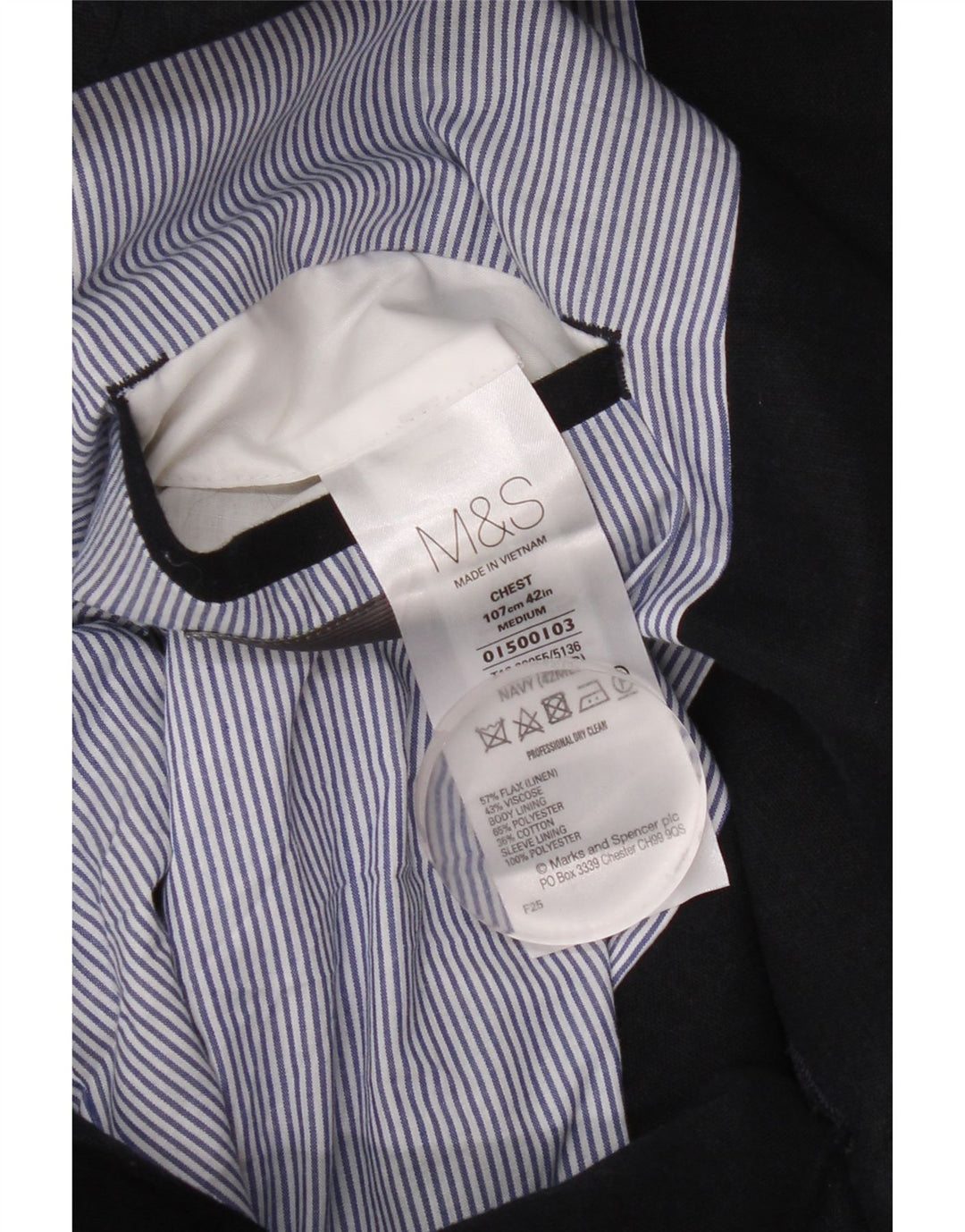 MARKS & SPENCER Ανδρικό σακάκι με 2 κουμπιά μπλέιζερ UK 42 Μεγάλο λινό Navy Blue