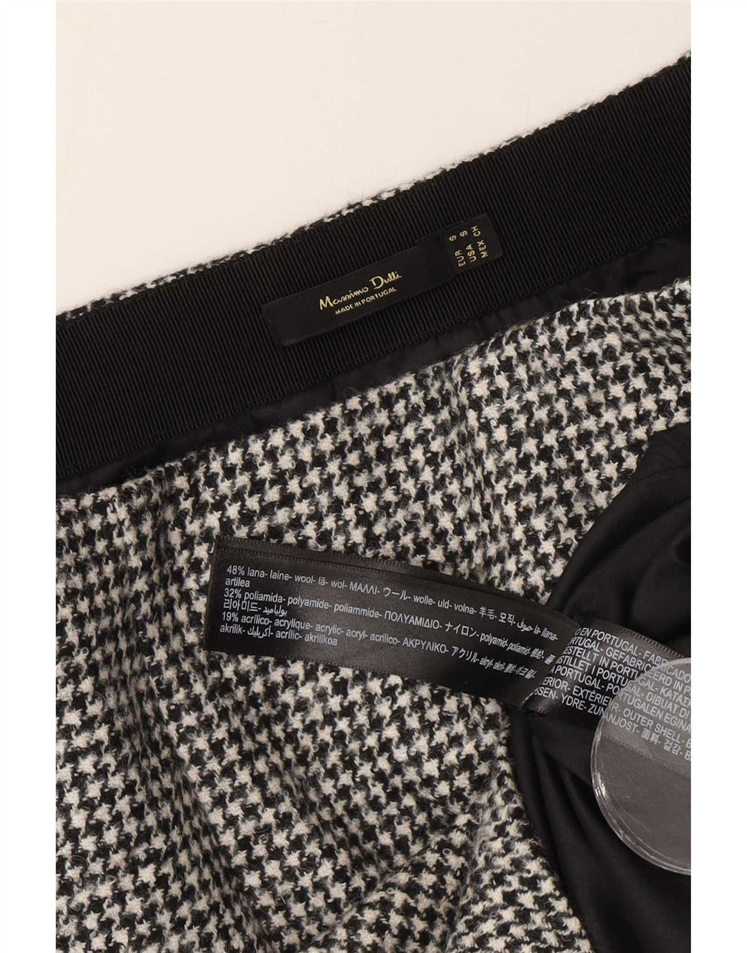 Massimo Dutti Γυναικεία Μίνι Φούστα Μικρή W26 Μαύρη Μάλλινη Houndstooth