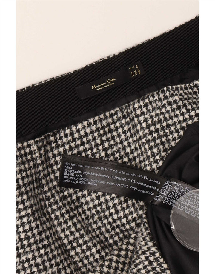 Massimo Dutti Γυναικεία Μίνι Φούστα Μικρή W26 Μαύρη Μάλλινη Houndstooth