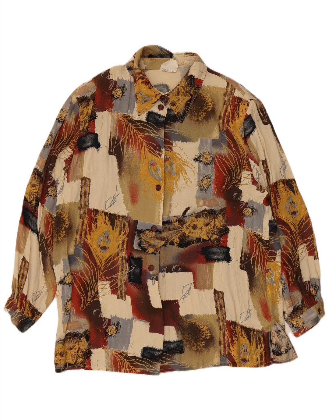 Vintage γυναικείο πουκάμισο μπλούζα UK 18 XL Πολύχρωμο συνονθύλευμα βισκόζη