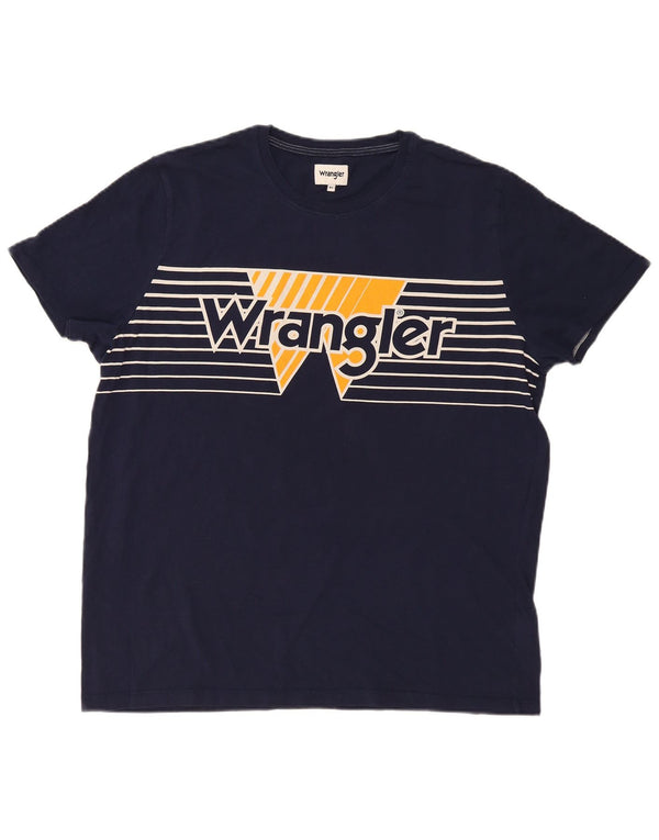 Ανδρικό γραφικό T-Shirt Wrangler Top XL Navy Blue ριγέ βαμβακερό
