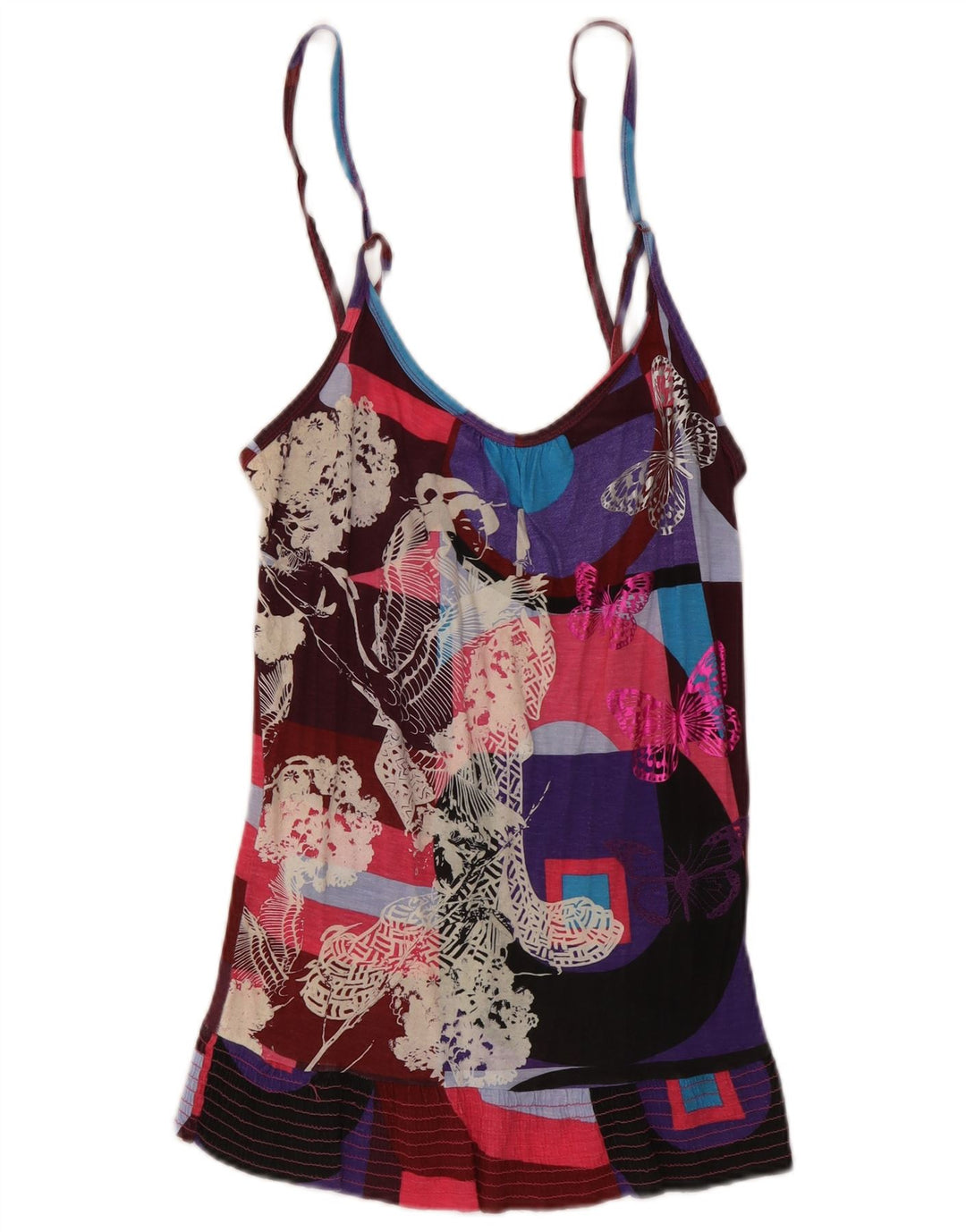 Desigual Womens Graphic Cami Top UK 12 Medium πολύχρωμη πεταλούδα