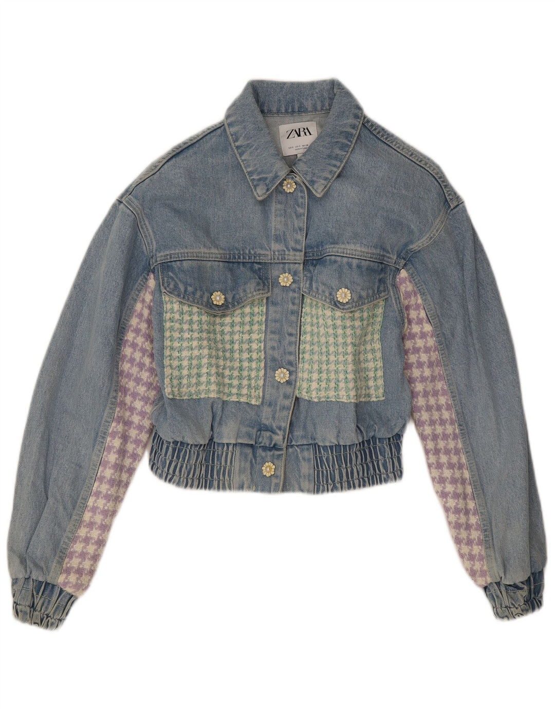 Zara Γυναικείο Τζιν Μπουφάν UK 10 Small Blue Patchwork