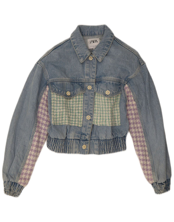 Zara Γυναικείο Τζιν Μπουφάν UK 10 Small Blue Patchwork