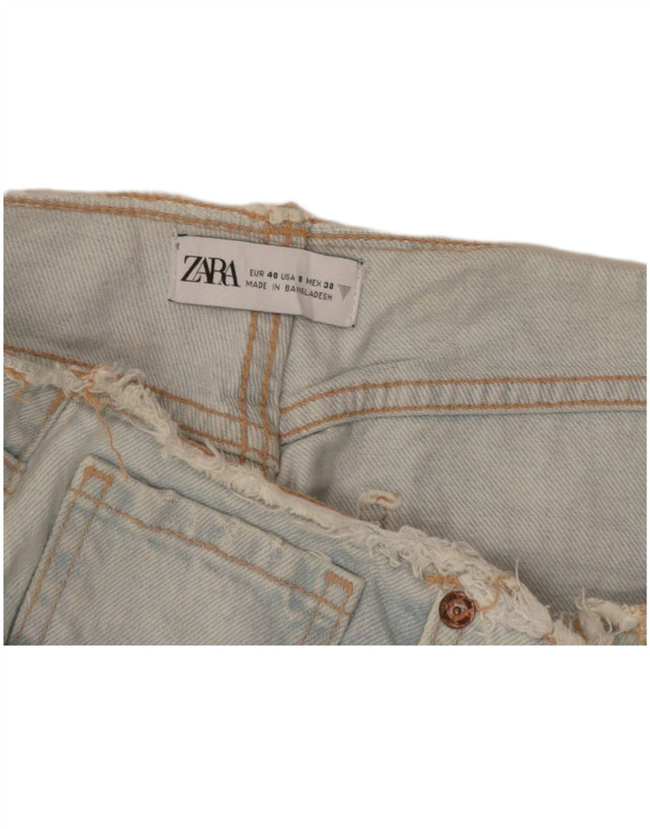 ZARA Womens Distressed High Waist Denim Shorts EU 40 Medium W30 Blue