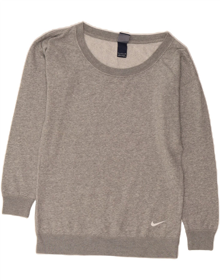 NIKE Womens Oversized Sweatshirt Jumper UK 10 Small Grey Cotton Vintage Nike and Second-Hand Nike from Messina Hembry 