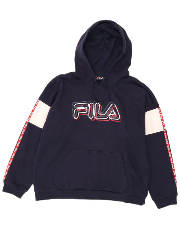 Fila Γυναικείο γραφικό υπερμεγέθου Hoodie Jumper UK 18 XL Navy Blue Colourblock