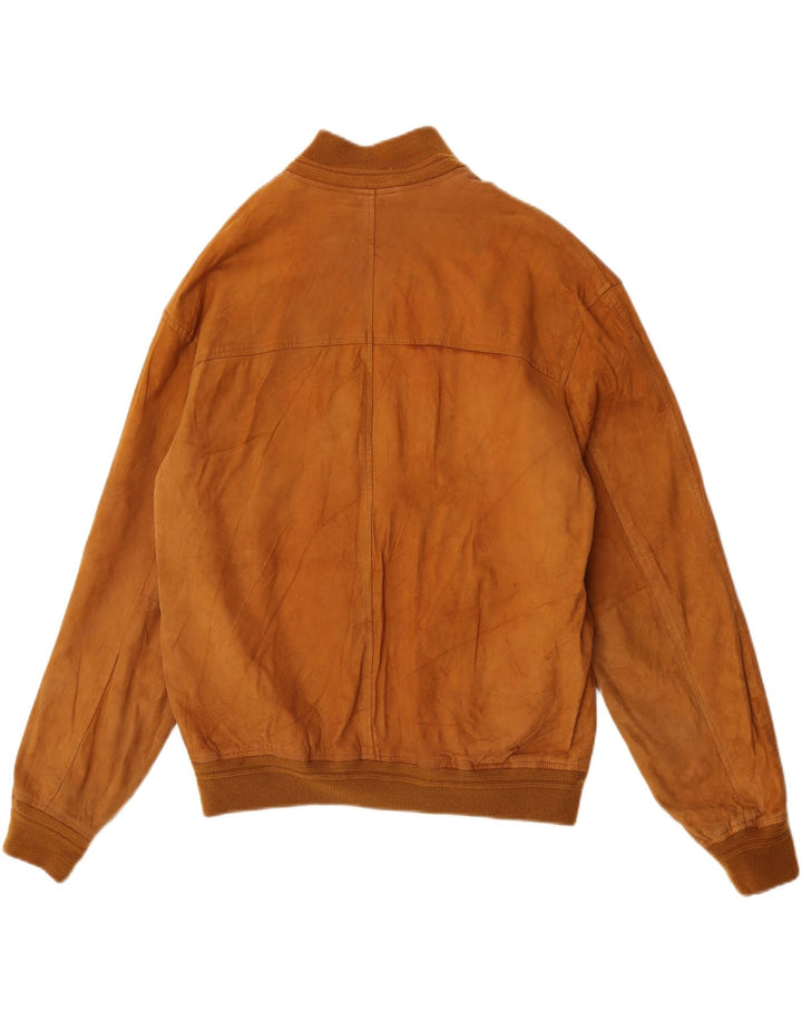 Green Leaves Ανδρικό Suede Bomber Jacket IT 54 2XL Beige Leather
