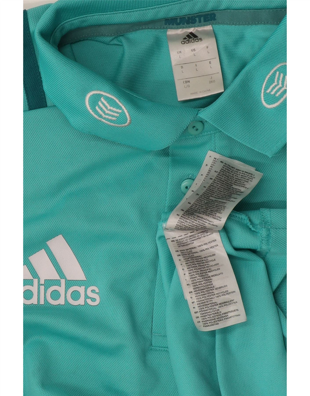 Adidas Ανδρικό Munster Rugby Graphic Polo πουκάμισο μεγάλο μπλε πολυεστέρα