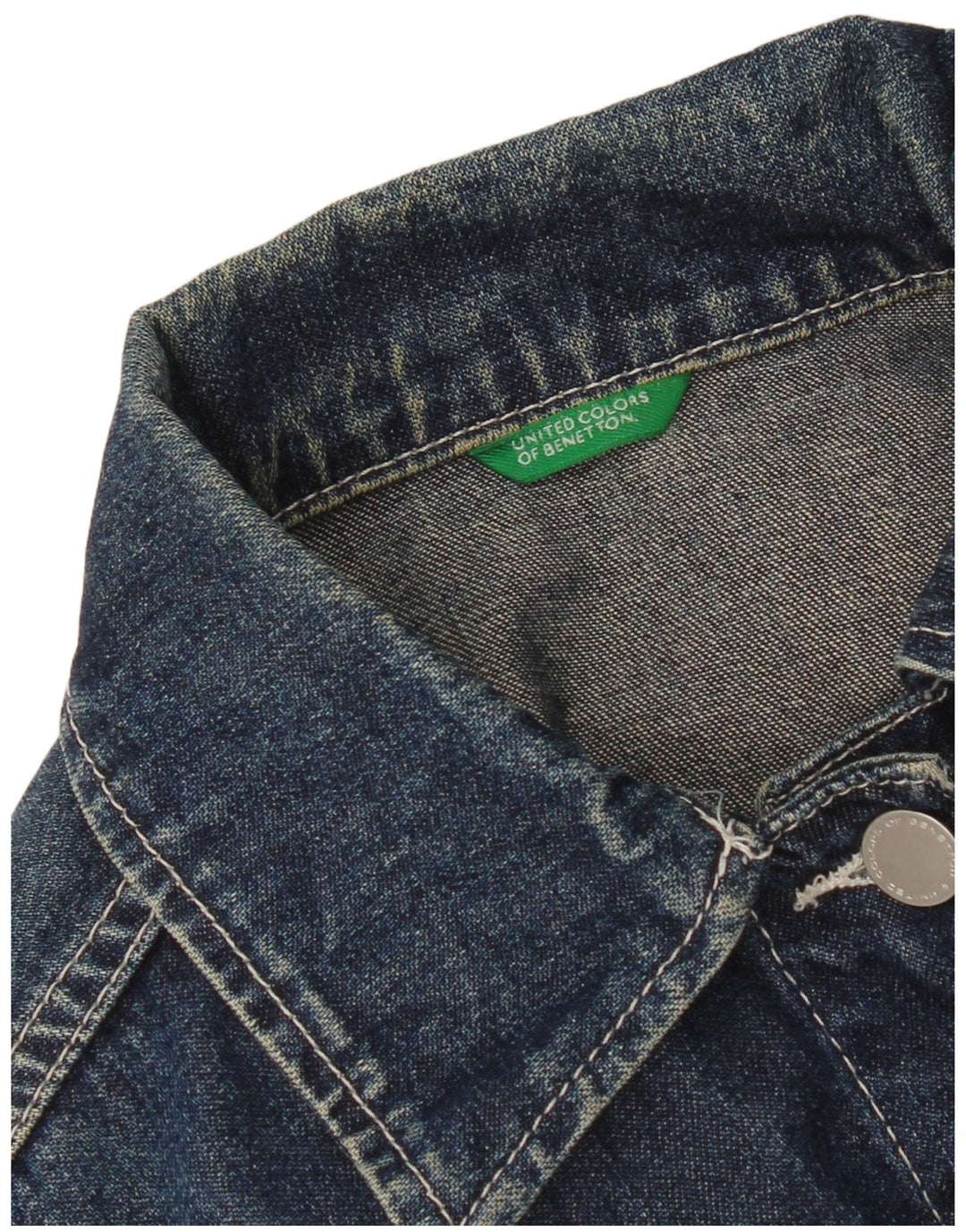 Benetton Γυναικείο Τζιν Μπουφάν UK 10 Small Blue Cotton