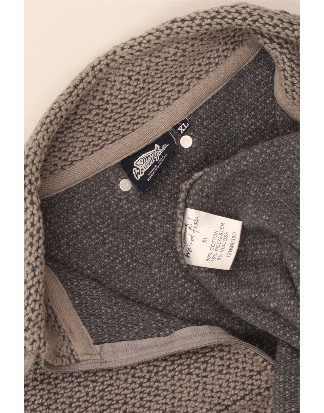 WEIRD FISH Ανδρικό φούτερ με φερμουάρ Jumper XL Γκρι βαμβακερό