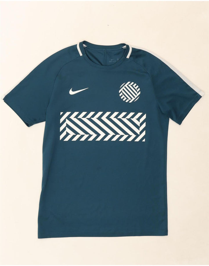 NIKE Mens Dri Fit Graphic T-Shirt Top Medium Blue Vintage Nike and Second-Hand Nike from Messina Hembry 