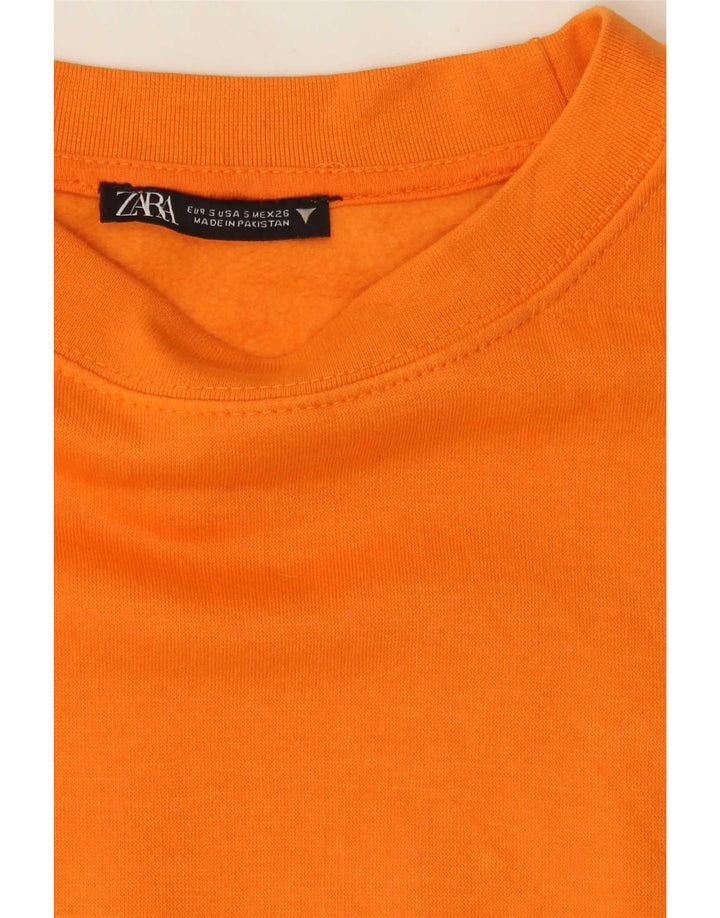 Zara Γυναικεία φούτερ μεγάλου μεγέθους Crop Jumper UK 10 Small Orange Polyester