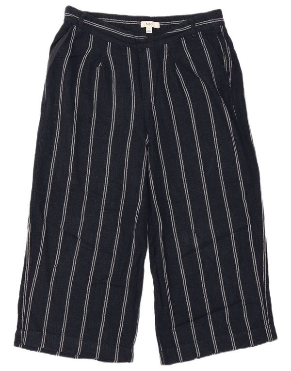 Marks & Spencer Γυναικείο παντελόνι Capri UK 14 Large W34 L23 Navy Blue ριγέ